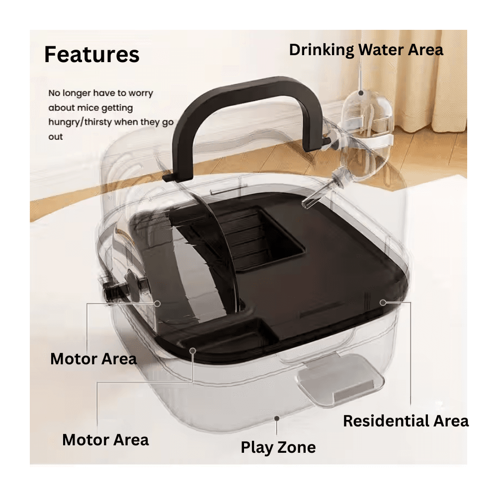 Portable Multi-functional Hamster Cage with Water Bottle, Play Zone & Residential Area
