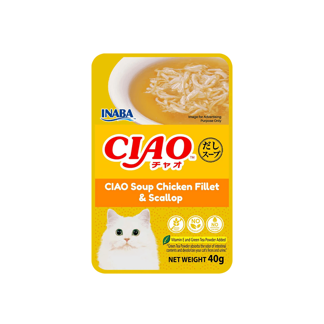 CIAO Cat Pouch Soup Chicken Fillet & Scallop 40g