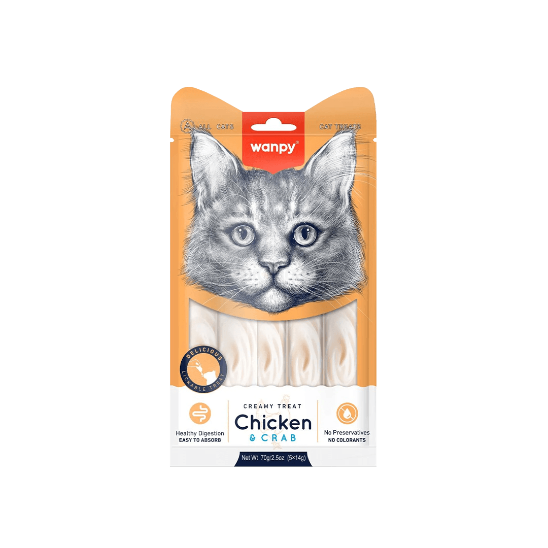 Wanpy Creamy Cat Treat Chicken & Crab 70gm (5 Pieces Pack)
