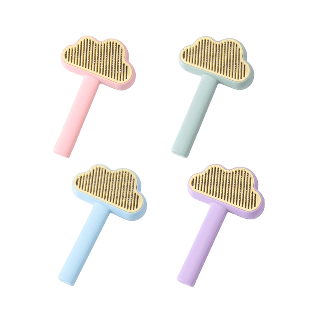 Comfortable Handle Pet Grooming Brush Self-cleaning Cloud Shape