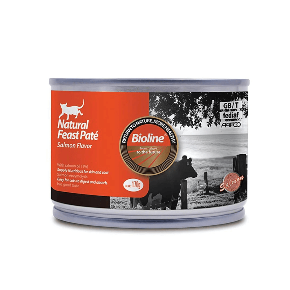 Bioline Natural Feast Cat Complete Canned Food Salmon Pate 170g