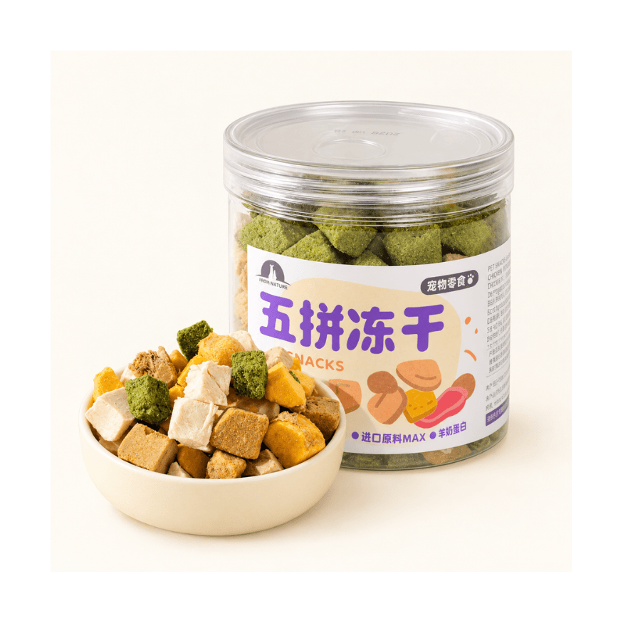 Freeze-Dried Cat Treat - Mixed Five Flavours 60g