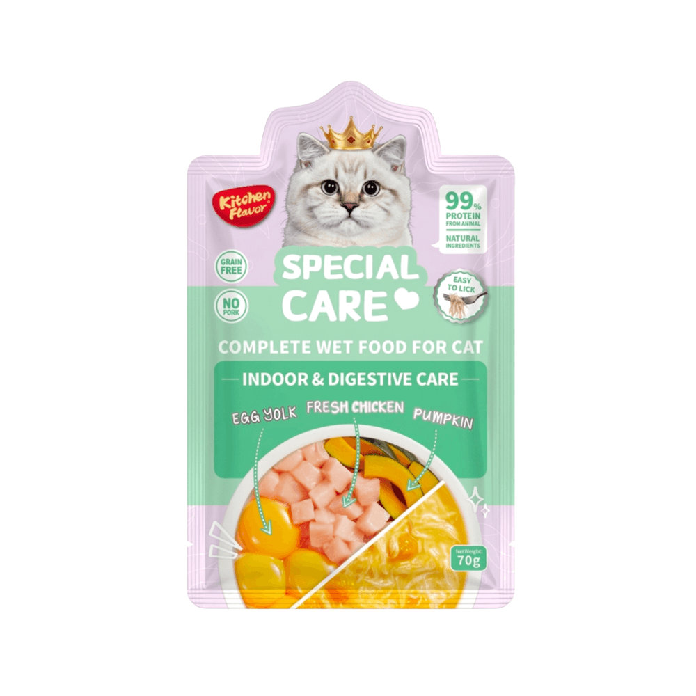 Kitchen Flavor Special Care Indoor & Digestive Care Complete Cat Pouch for All Life Stages 70gm