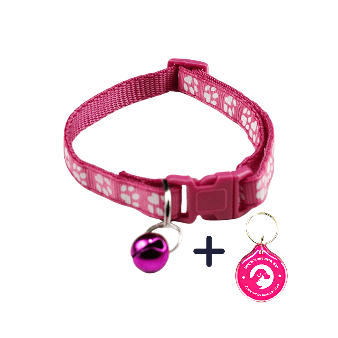 AmarPet Smart Pet Tag with Pink Collar Combo