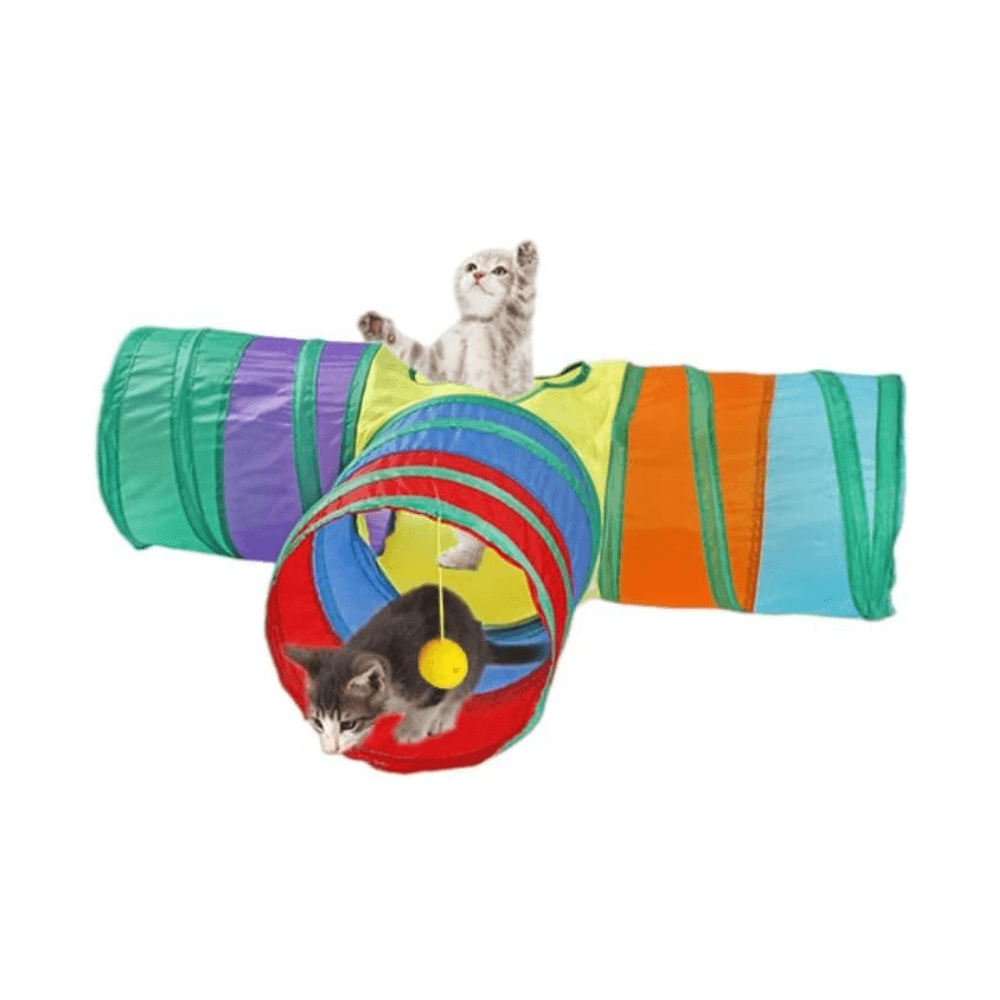 3 Way Large Rainbow Cat Tunnel Toy (80cm)