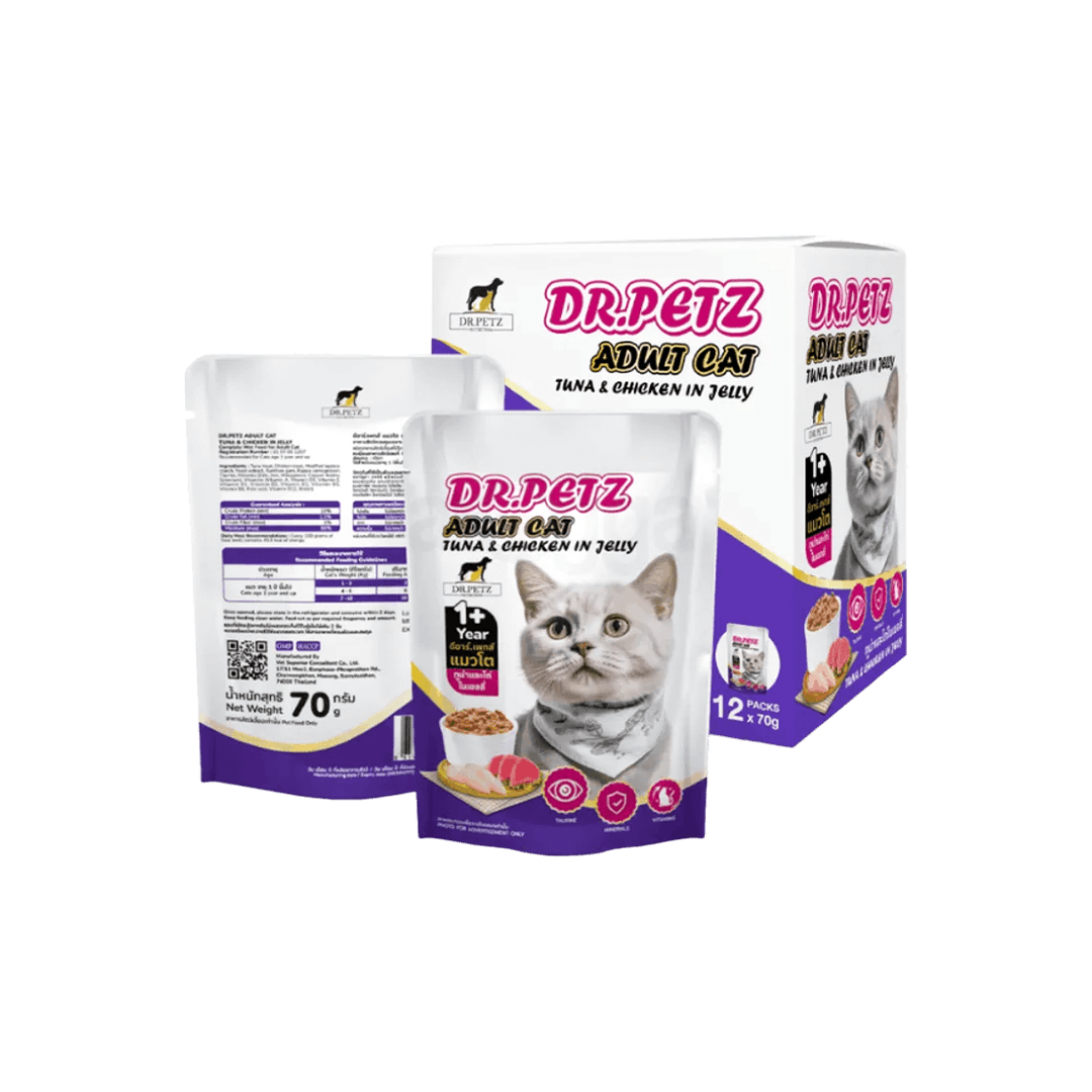 Dr. Petz Adult Cat Pouch Chicken & Tuna in Jelly 70g