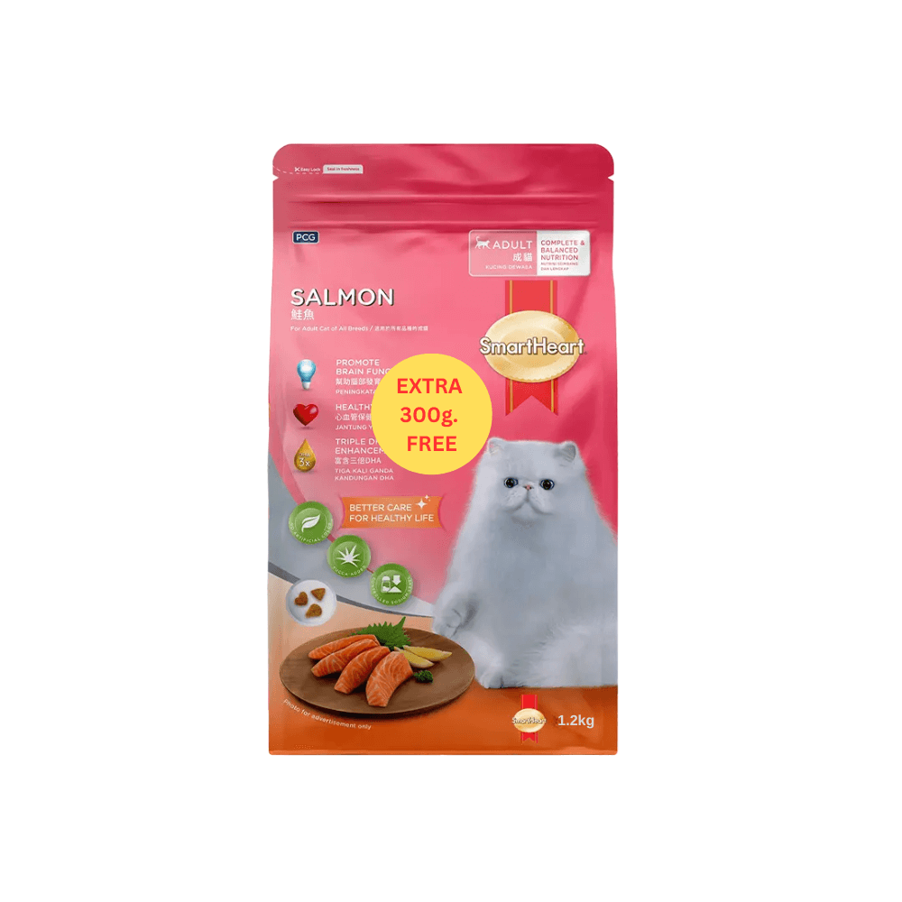 SmartHeart Adult Cat Food Salmon 1.2kg (Extra 300g Inside)