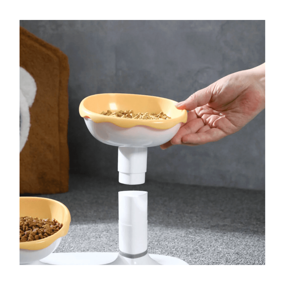 Multifunctional Adjustable Height Neck Protection Double Pet Feeding Bowl