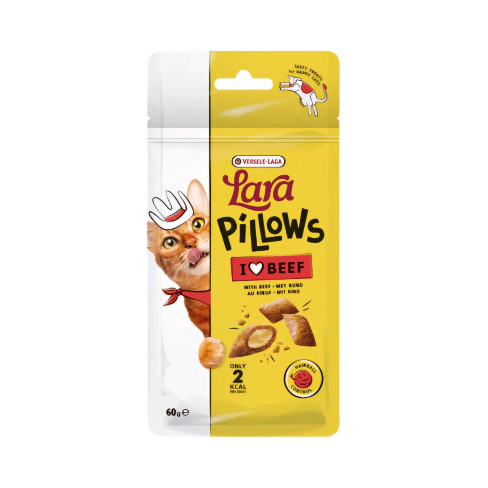 Lara Dry Cat Treat Pillows with Beef Hairball Control 60gm