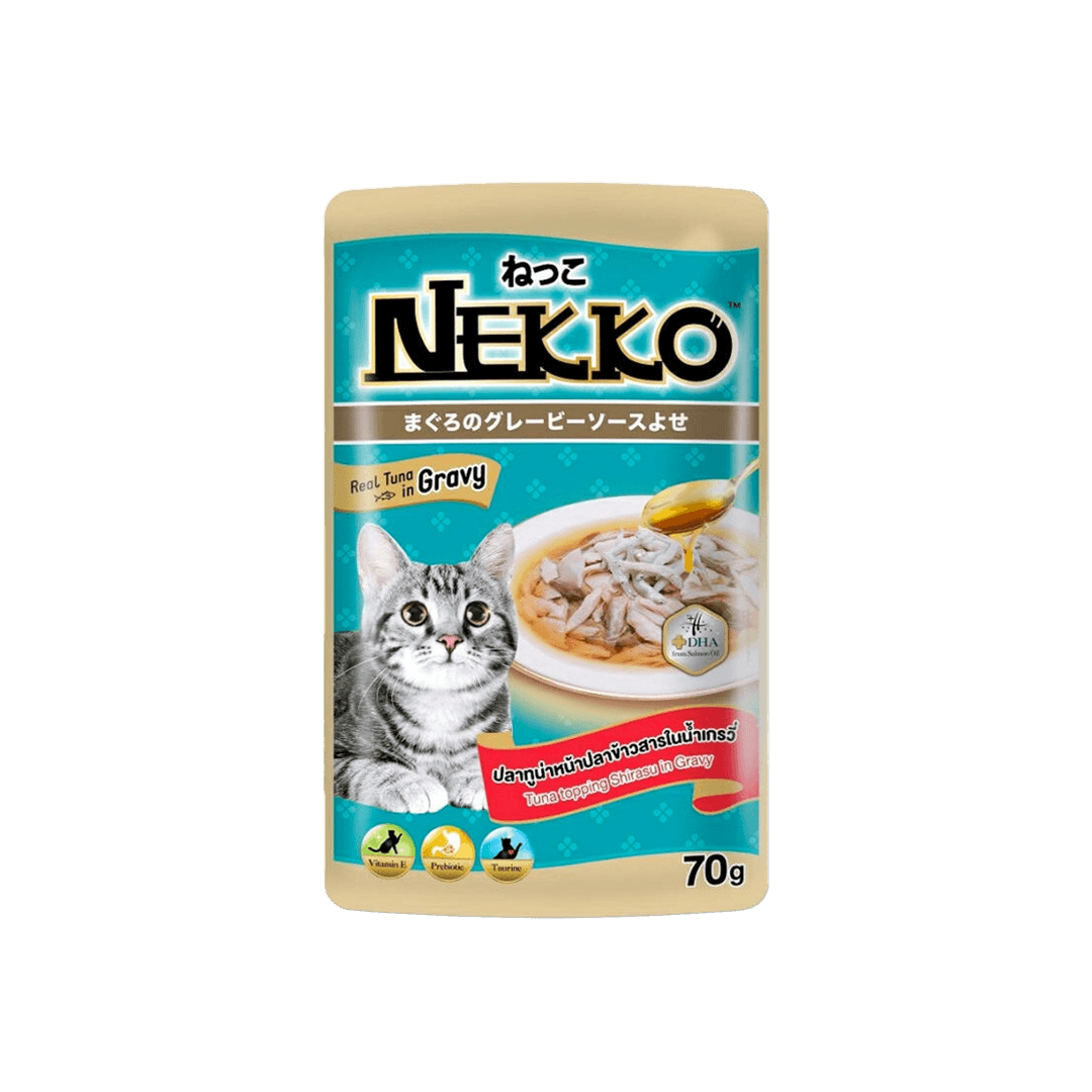 Nekko Pouch Real Tuna Topping Shirasu in Gravy 70g