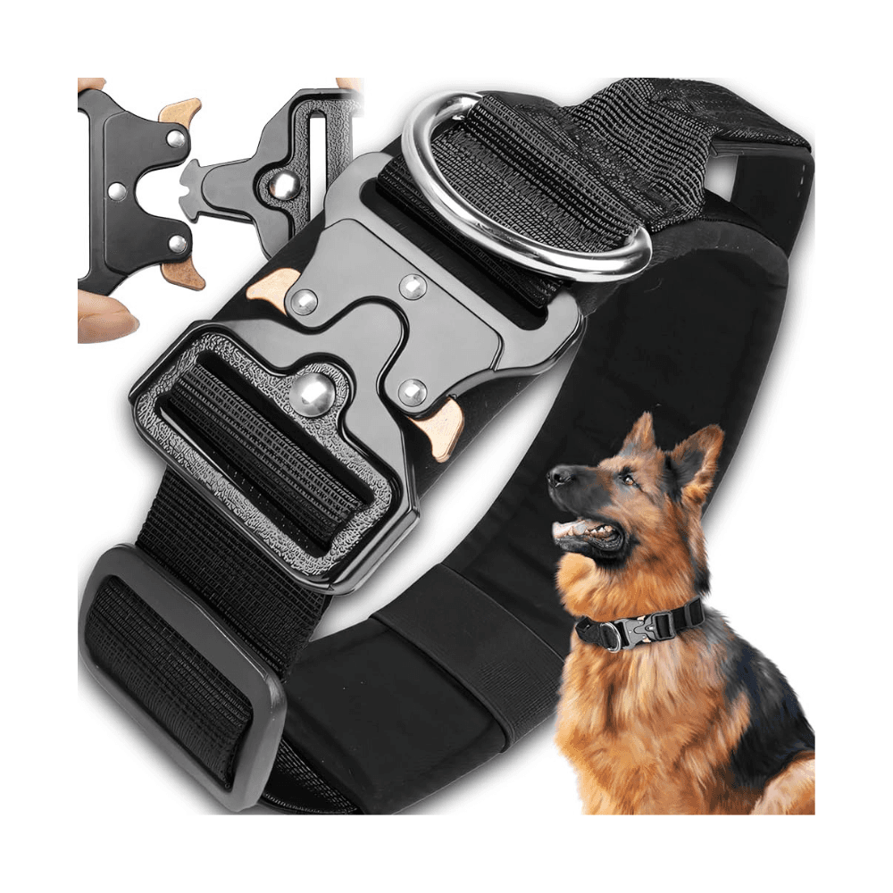 Extra Large Training Dog Tactical Collar with Heavy Duty Metal Buckle with Handle