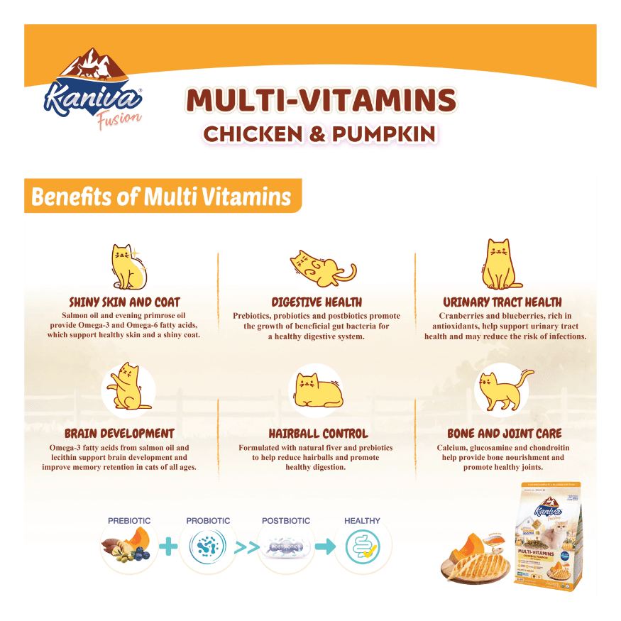 Kaniva Fusion MULTI-VITAMIN Cat Food Chicken & Pumpkin 1kg for All Ages