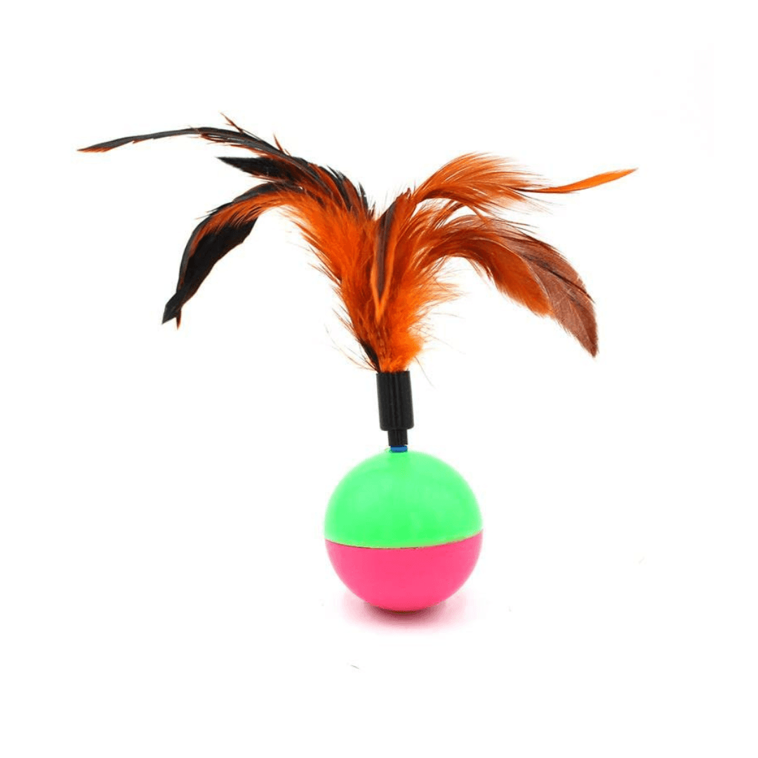 Interactive Colorful Feather Tumbler Cat Toy Ball