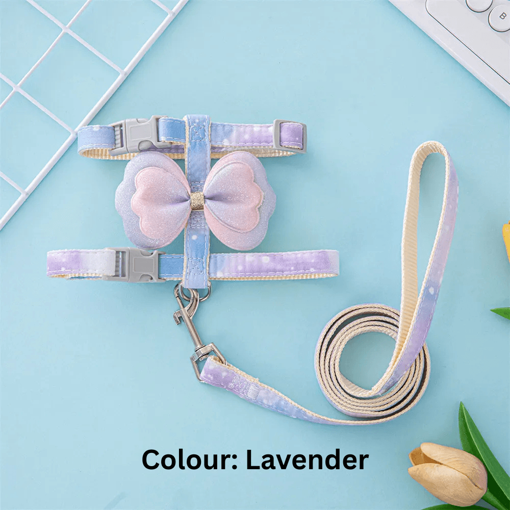 Elegant Butterfly Adjustable Cat Walking Harness and Leash