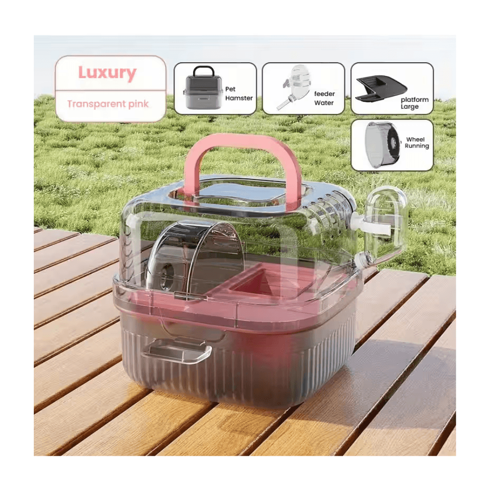 Portable Multi-functional Hamster Cage with Water Bottle, Play Zone & Residential Area