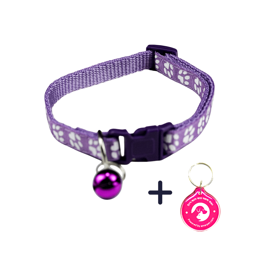 AmarPet Smart Pet Tag with Lavender Collar Combo