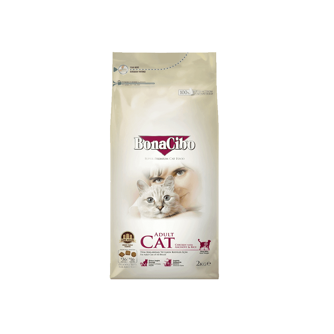 BonaCibo Adult Cat Food Chicken & Rice with Anchovy 2kg