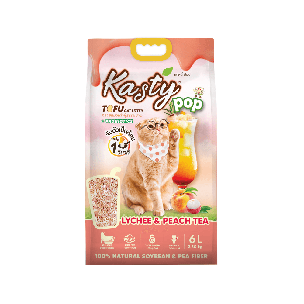 Kasty Pop Tofu Cat Litter Lychee & Peach Tea 6L