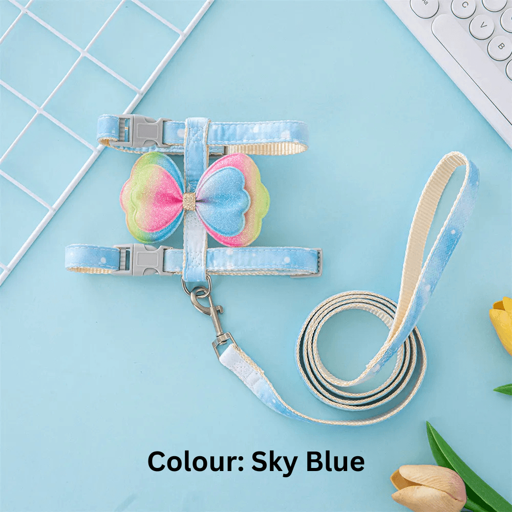 Elegant Butterfly Adjustable Cat Walking Harness and Leash