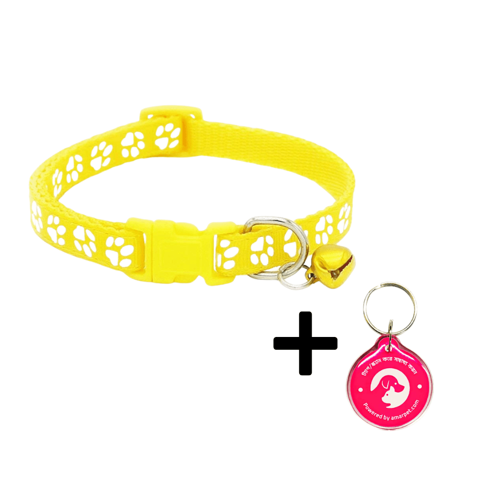 AmarPet Smart Pet Tag with Yellow Collar Combo