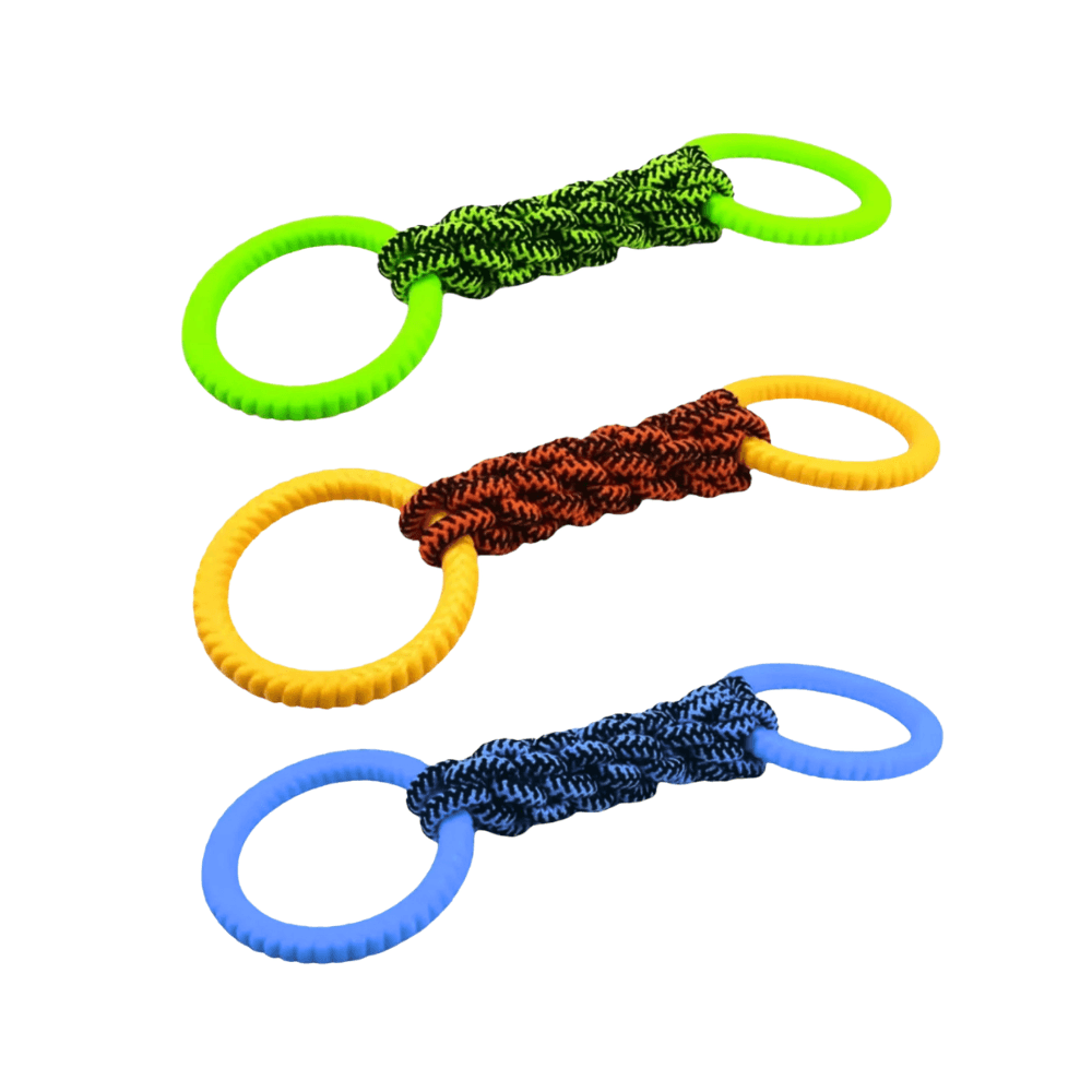 Flexible Rubber Ring & Rope Tug Dog Toy