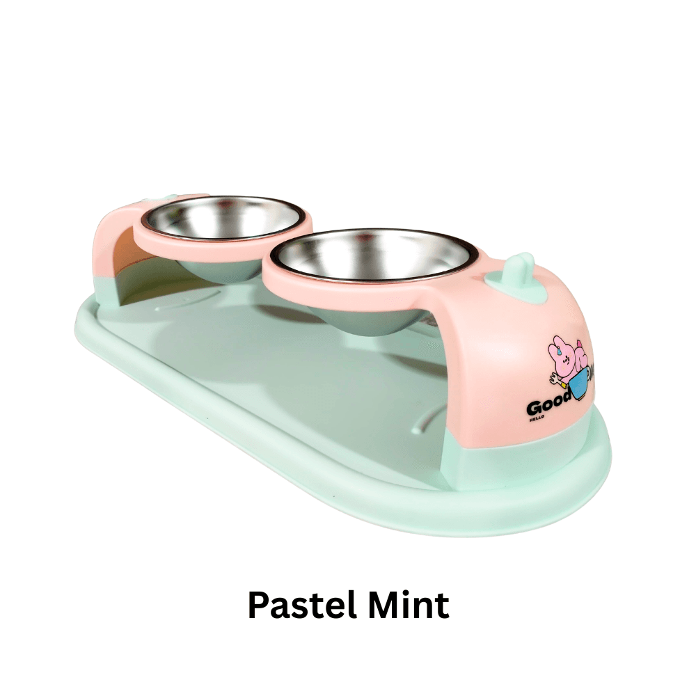 Good Mood 2-in-1 Elevated Stainless Steel Pet Double Bowls for Food and Water