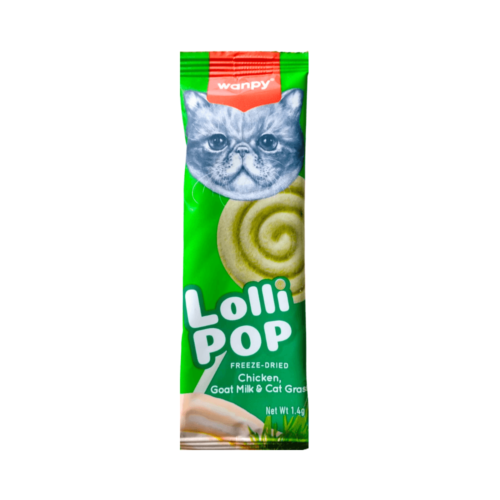 Wanpy Freeze Dried Swirlpop Cat Treat Lollipop with Chicken, Goat Milk & Cat Grass 1.4gm