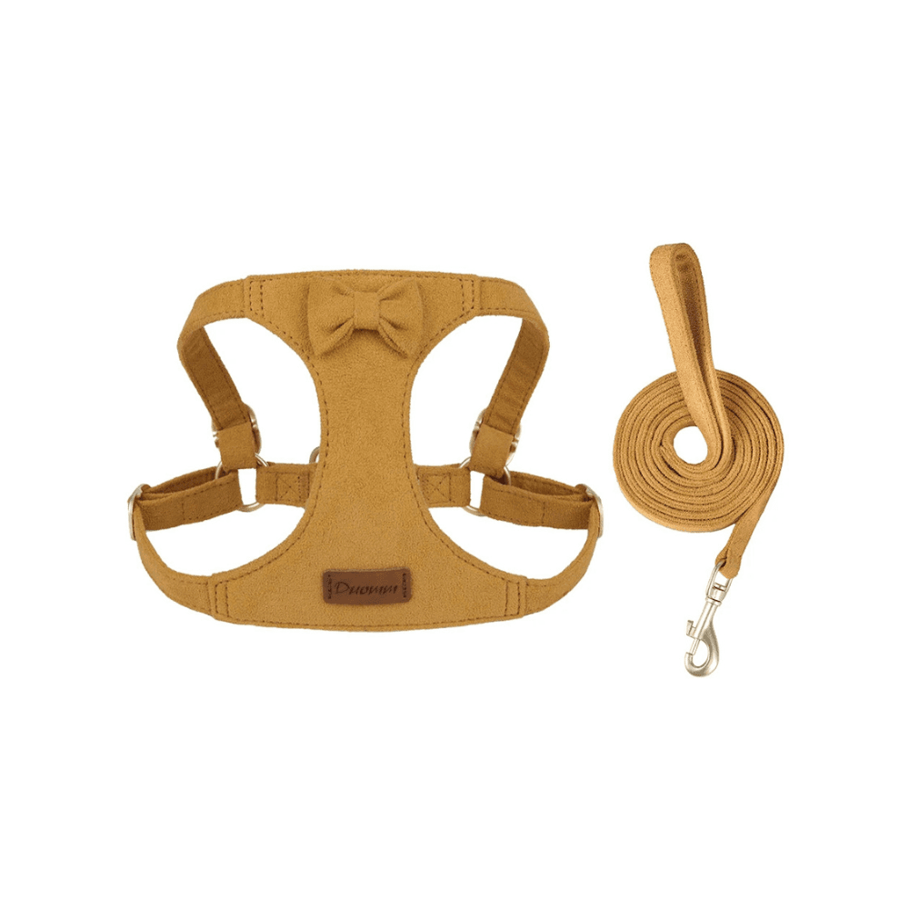 Trendy Premium Suede Leather Pet Harness Leash Set