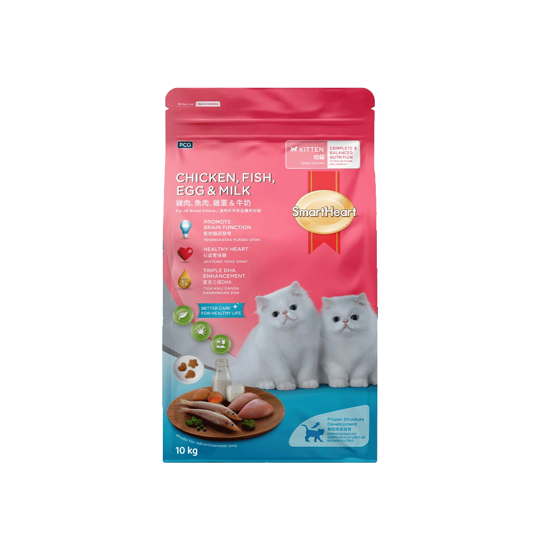 SmartHeart Kitten Cat Food Chicken, Fish, Egg & Milk 10kg