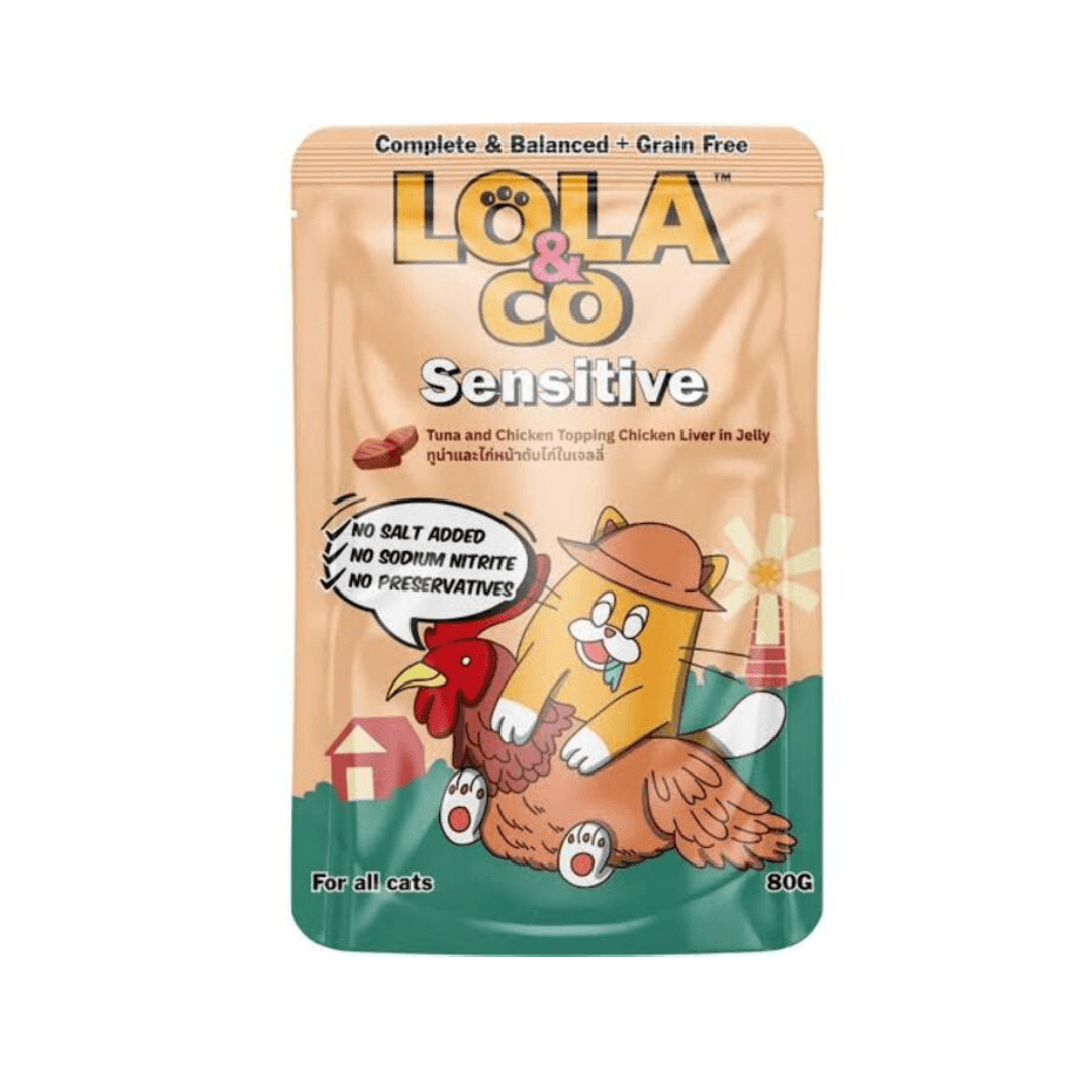 Lola & Co Sensitive Pouch Tuna & Chicken Topping Chicken Liver in Jelly for All Cats 80g