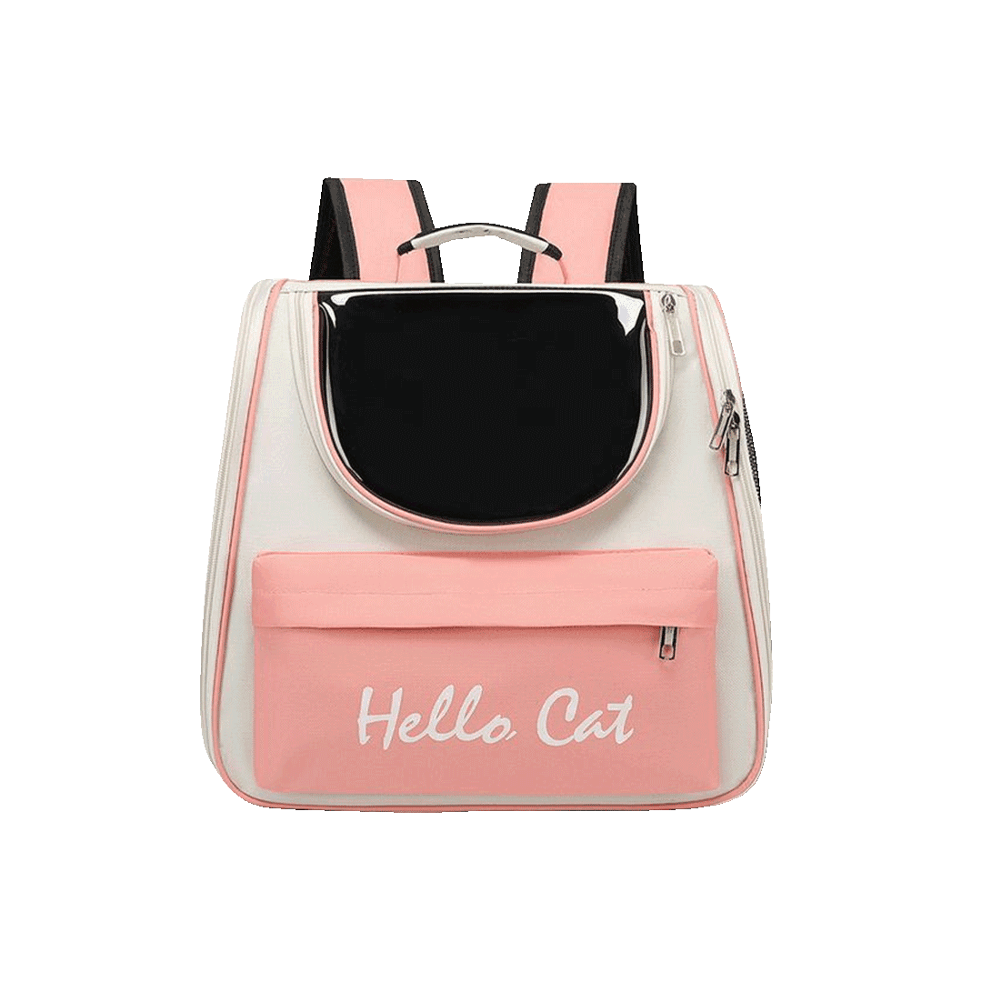 Sophisticated Pet Backpack Carrier Cage Travel Bag Hello Cat