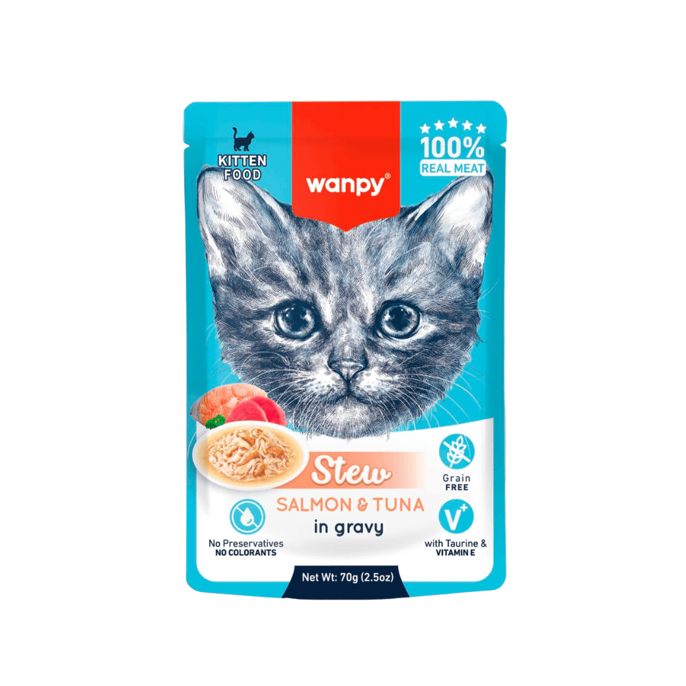Wanpy Stew in Gravy Pouch Kitten Salmon & Tuna 70gm