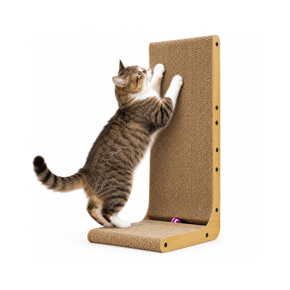 Vibrant Life L-Shaped Cat Scratcher with Dual-Surface Scratching Toy