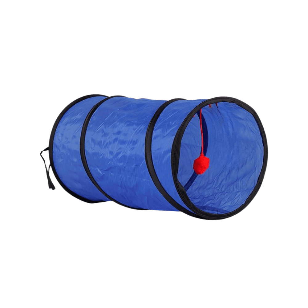 Interactive Cat Straight Tunnel Toy with Plush Ball