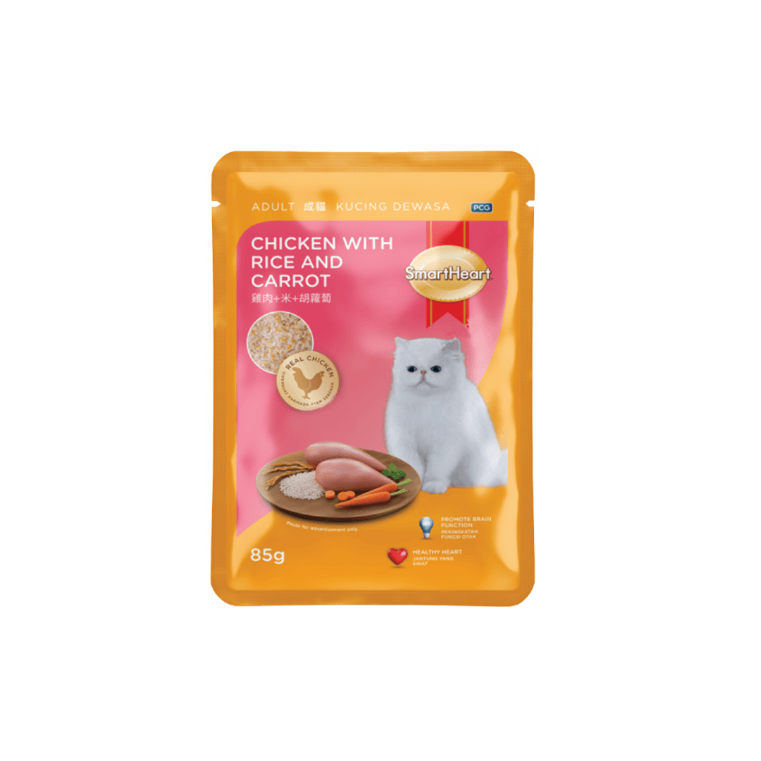 SmartHeart Cat Pouch Adult Chicken with Rice & Carrot 85g