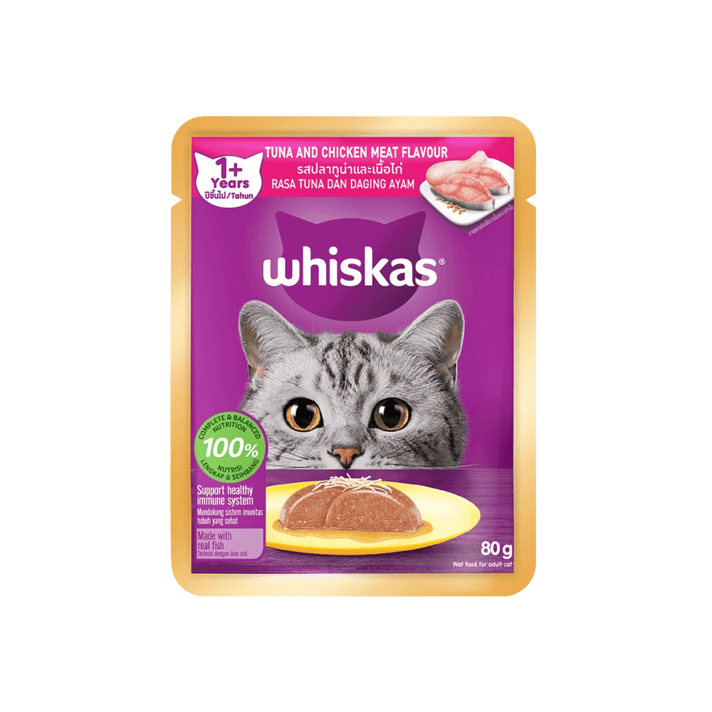 Whiskas Pouch Adult Tuna & Chicken Meat 80g