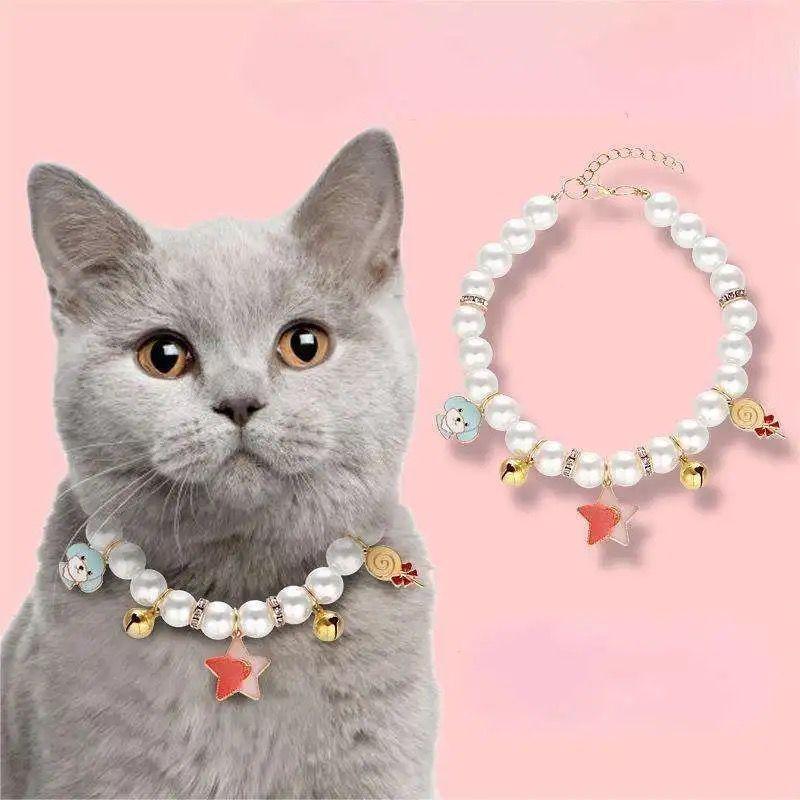 Luxurious Stylish Cat Pearl Neck Collar