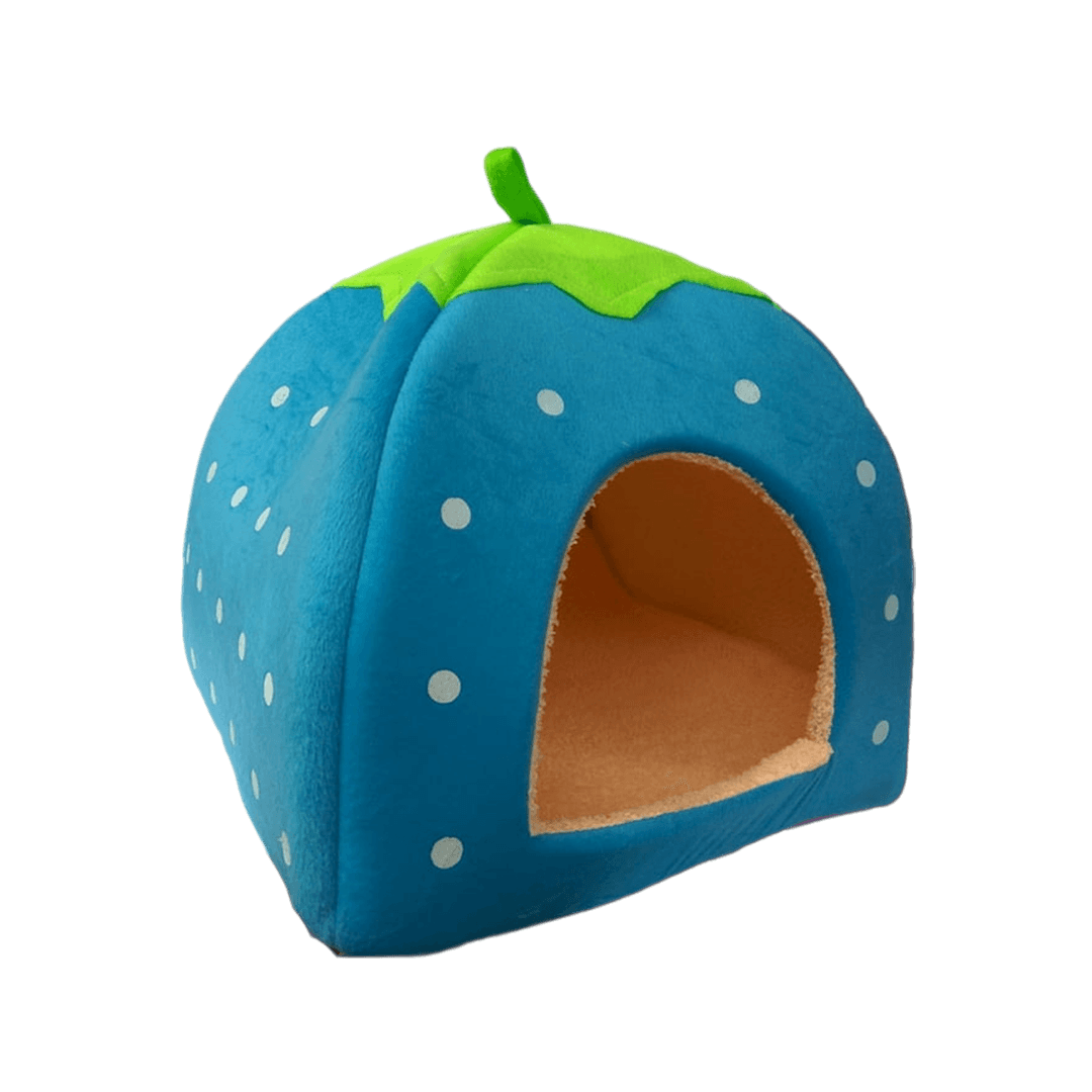 Premium Warm Cotton Foldable Strawberry Cat Bed and House