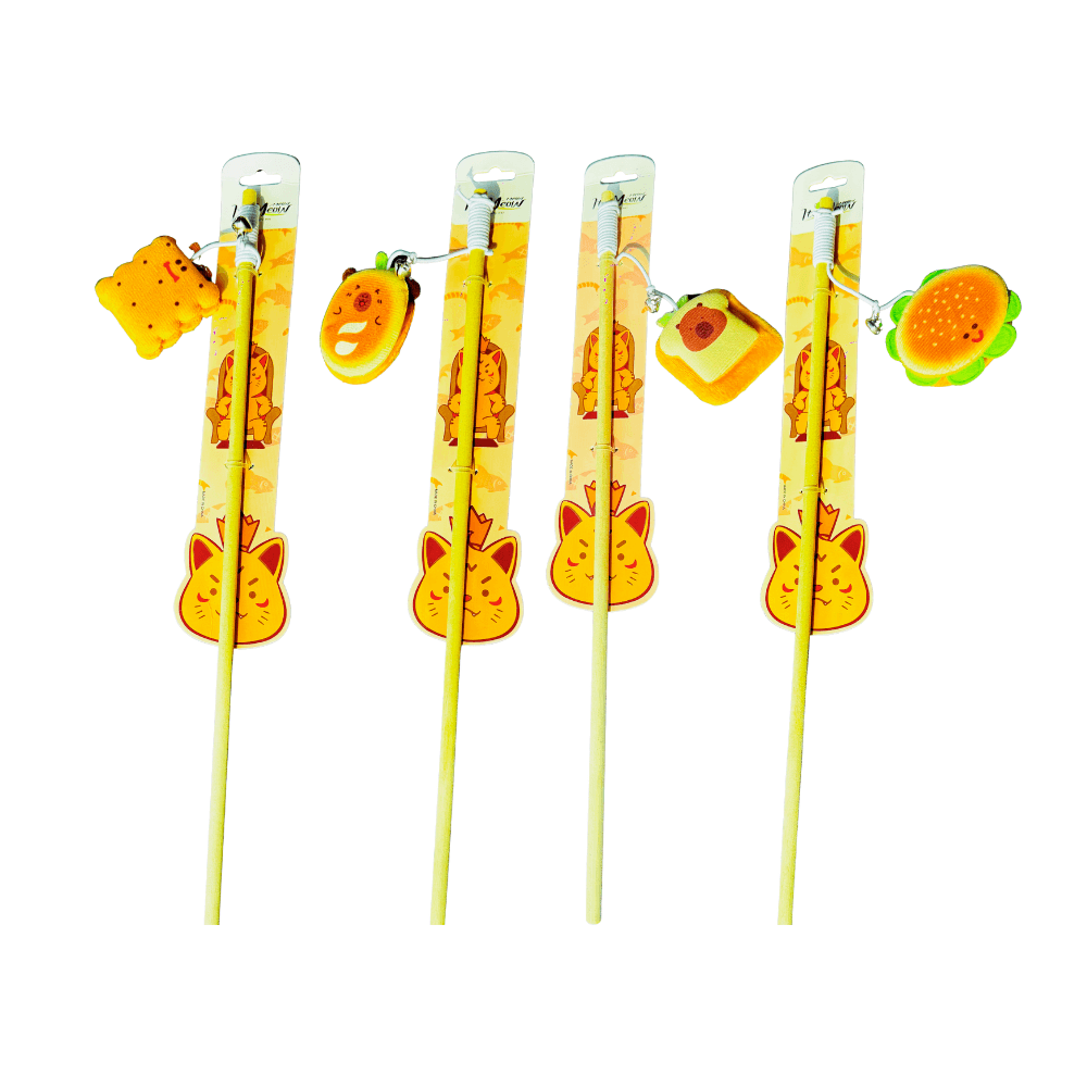 Premium Burger Shape Wooden Cat Teaser Toy