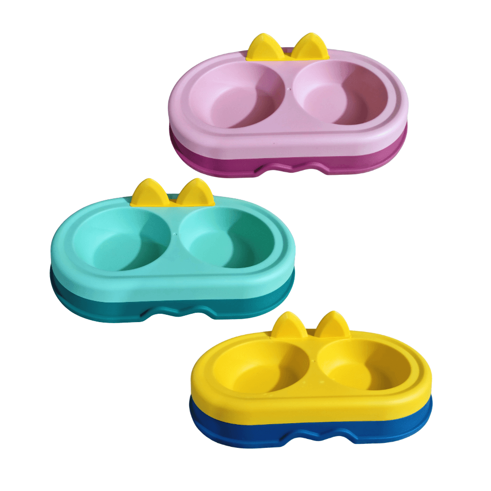 Premium Plastic Pet Food Double Bowl