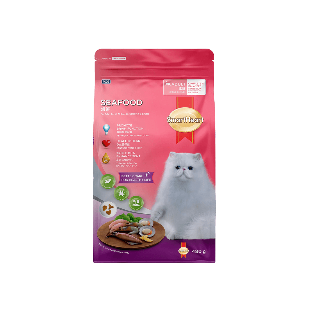 SmartHeart Adult Cat Food Seafood 480g